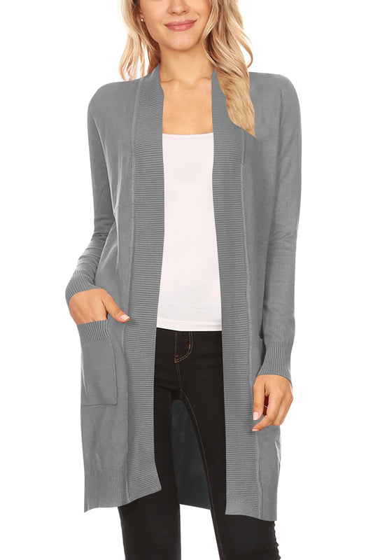 Curvy Heather Gray Knit Long Body Cardigan