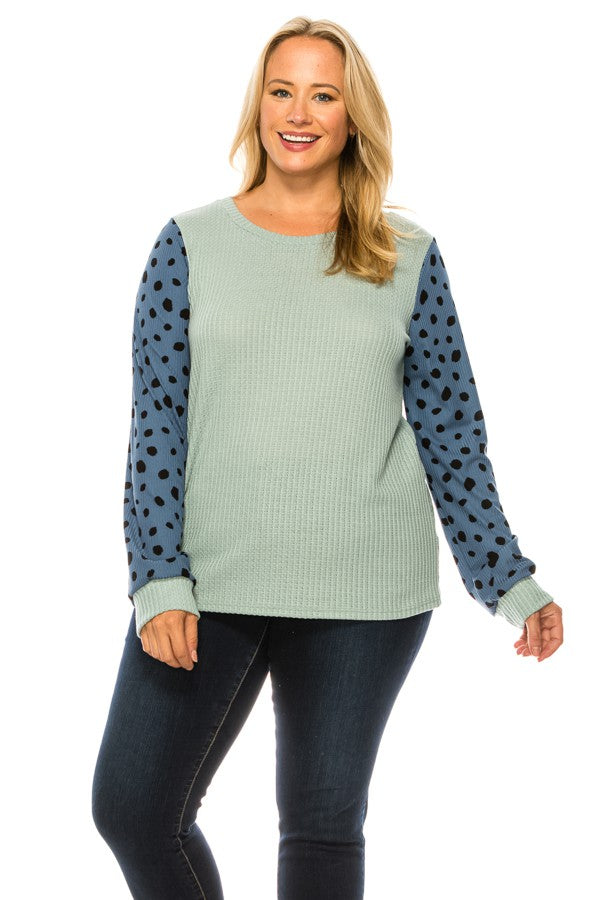 Dot Print Sleeve Top