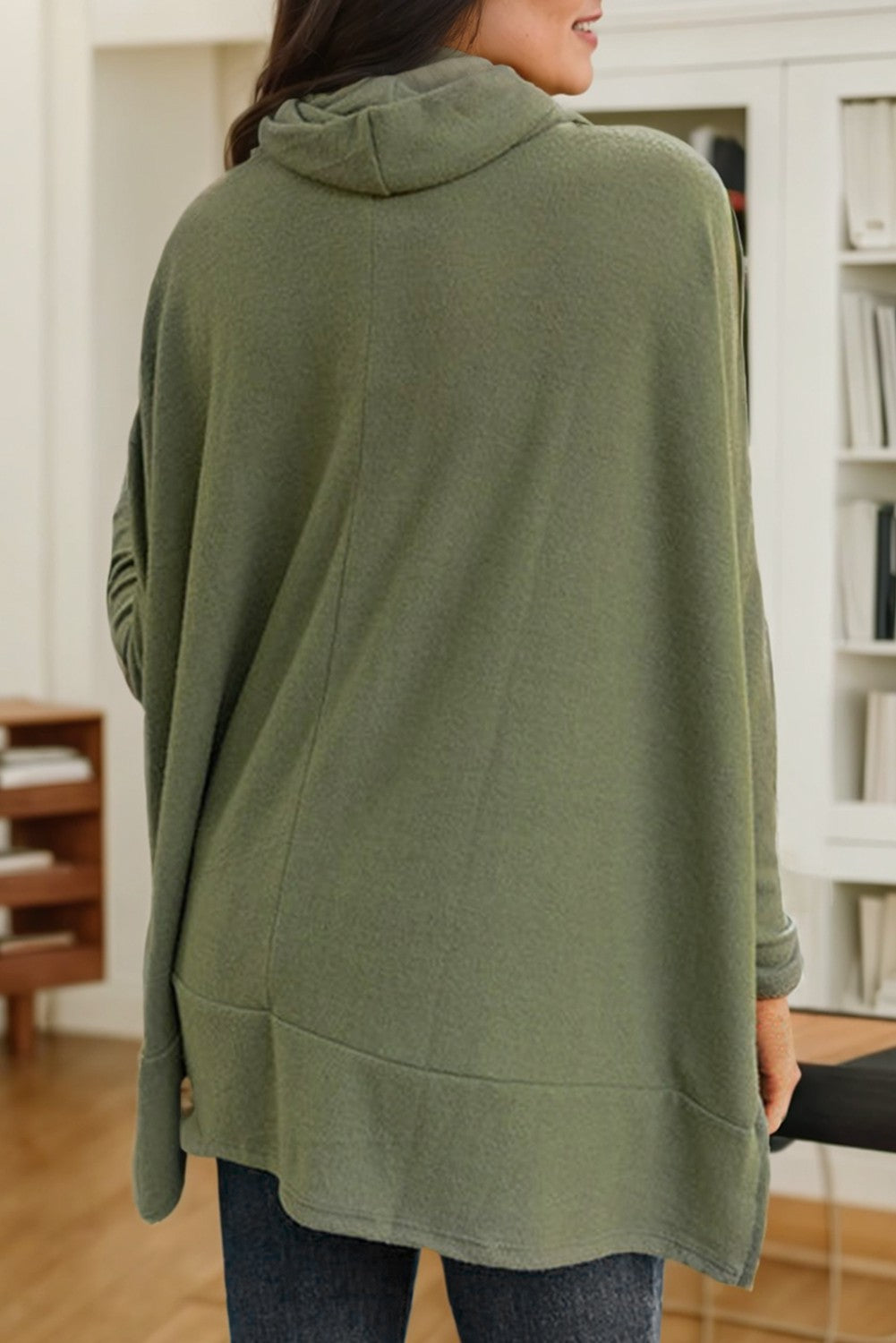 Olive Cowl Neck Shift Tunic Top