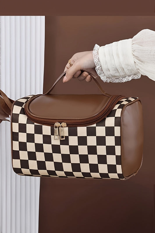 Checkered Makeup Bag