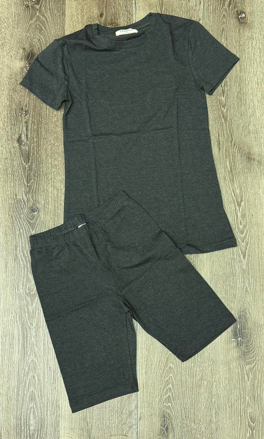 Charcoal Biker Shorts Set